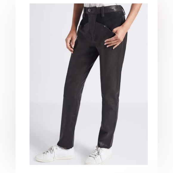 CURRENT ELLIOTT Utility Slouchy Genuine Leather Pants - Black - Size 27 NWT $998 - Picture 5 of 6